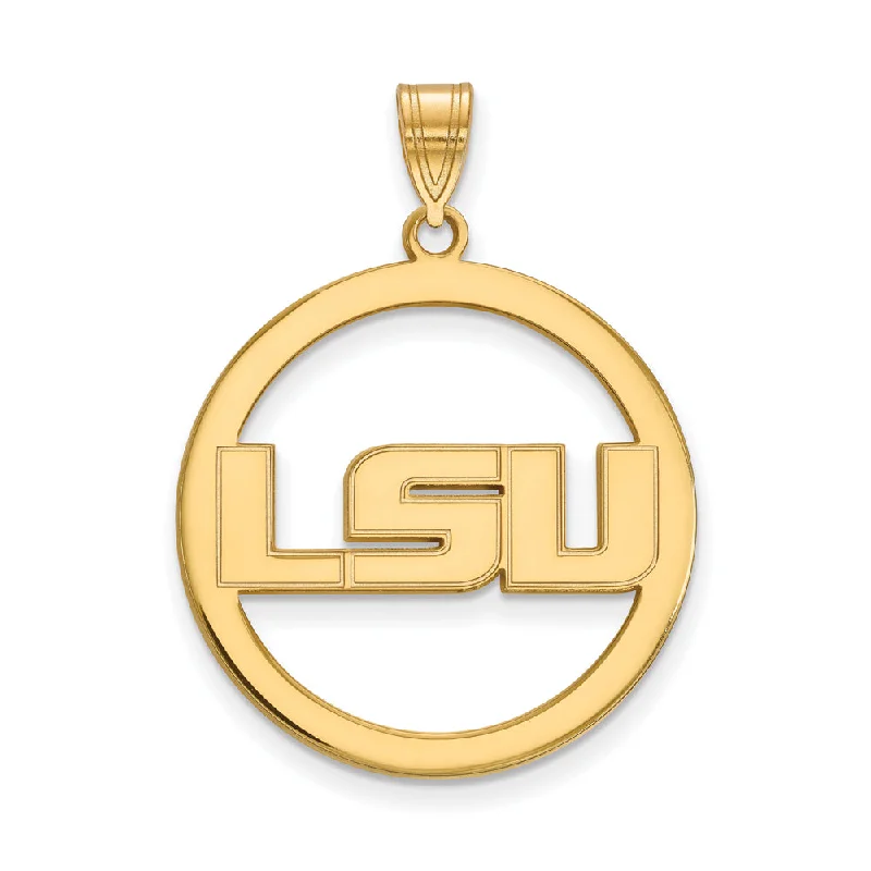 14k Gold Plated Silver Louisiana State XL Circle Pendant