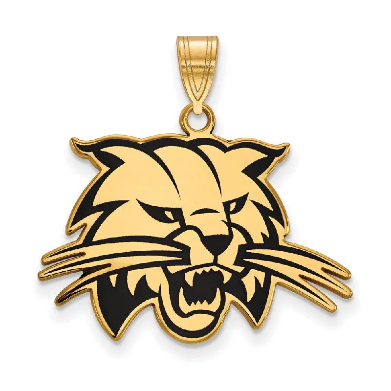 14k Gold Plated Silver Ohio U. Large Enamel Pendant