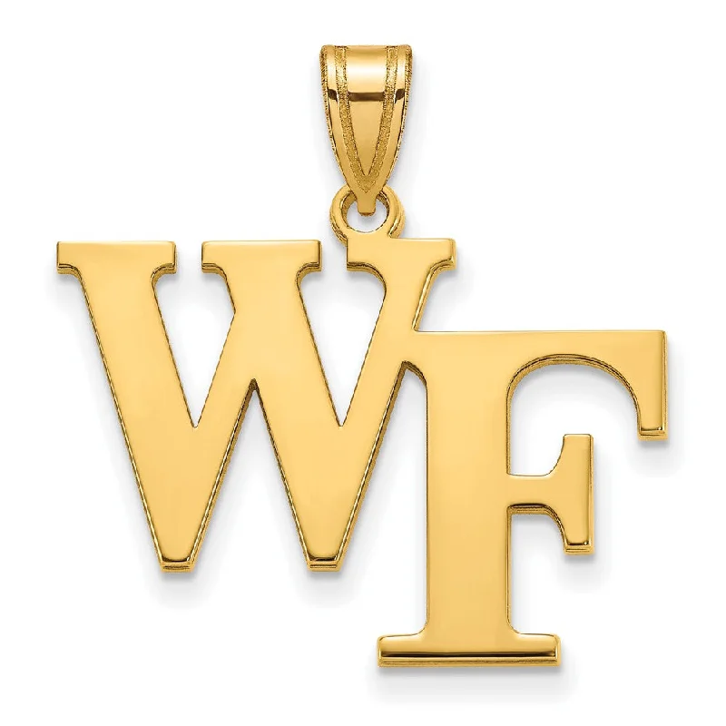 14k Gold Plated Silver Wake Forest U. Large 'WF' Pendant