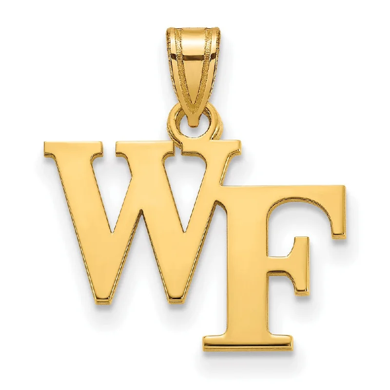 14k Gold Plated Silver Wake Forest U. Small 'WF' Pendant