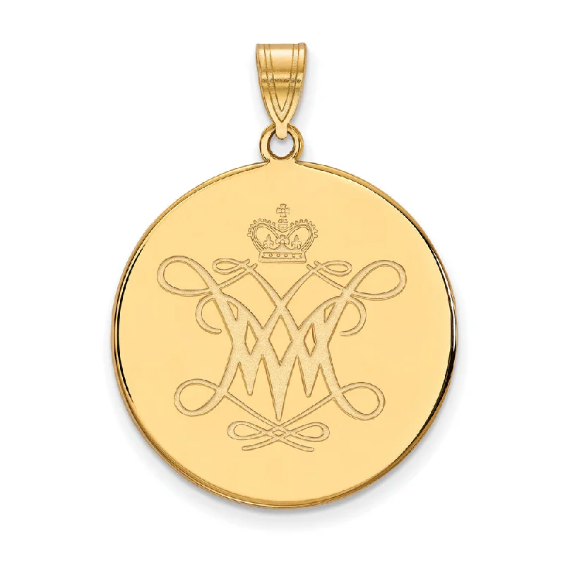 14k Gold Plated Silver William and Mary XL Disc Pendant