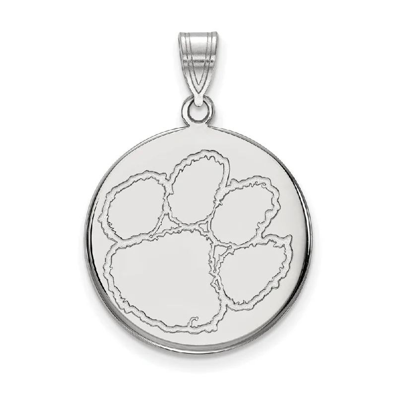 14k White Gold Clemson U Large Disc Pendant