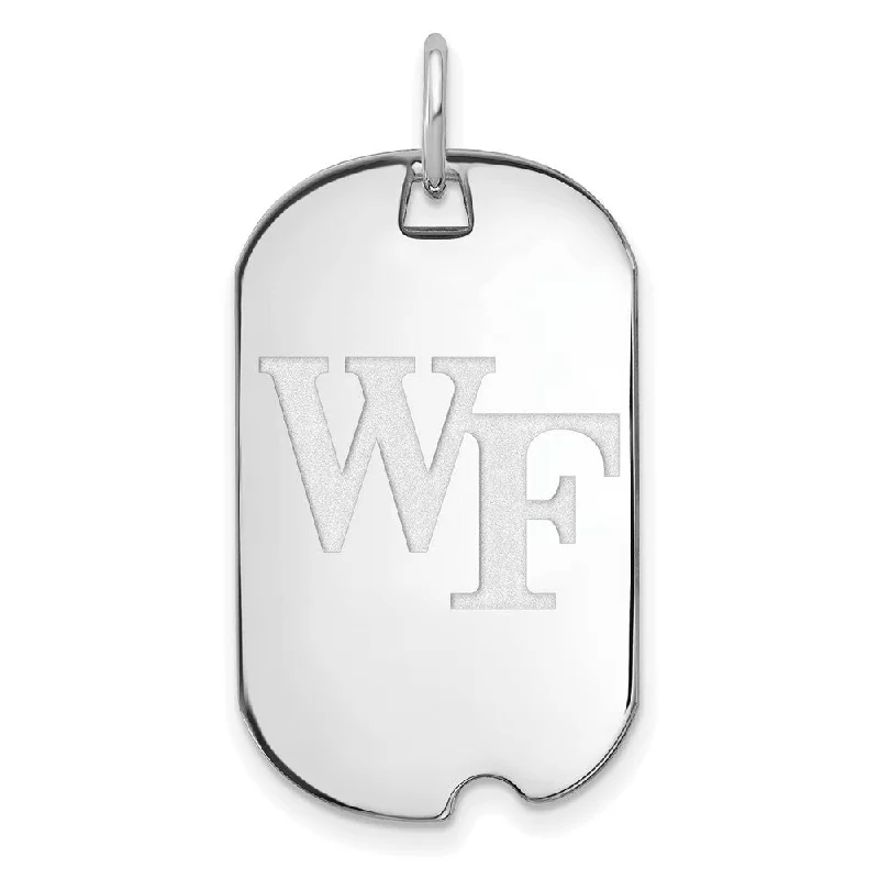 14k White Gold Wake Forest U. Dog Tag Pendant