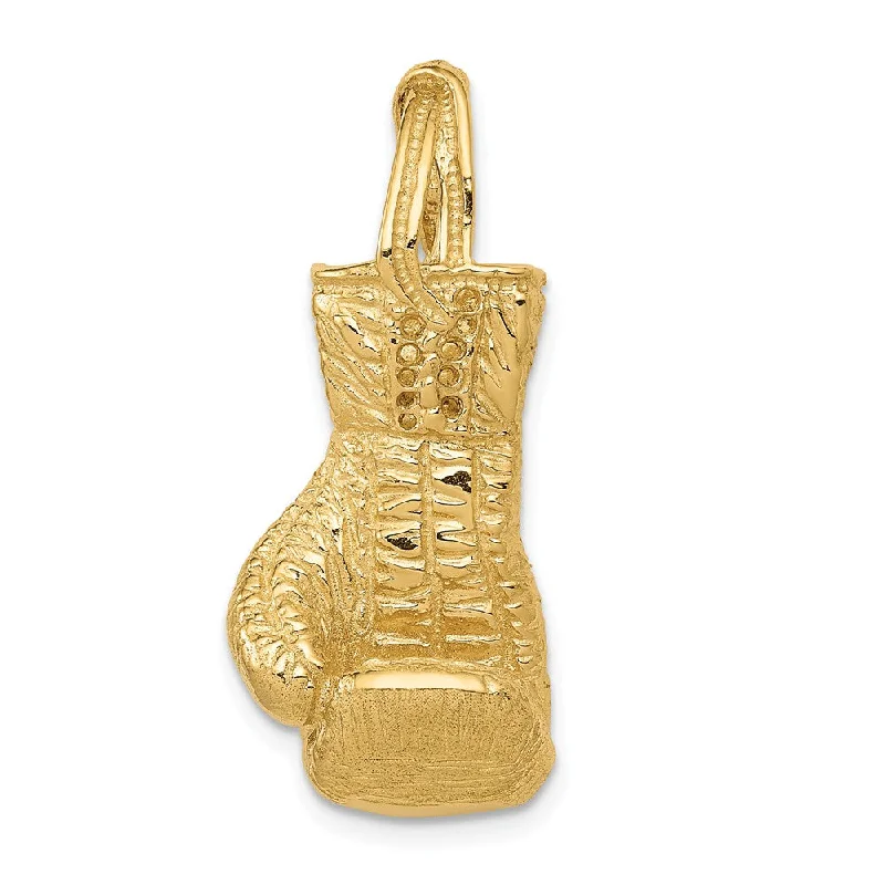 14k Yellow Gold Large 3D Boxing Glove Pendant