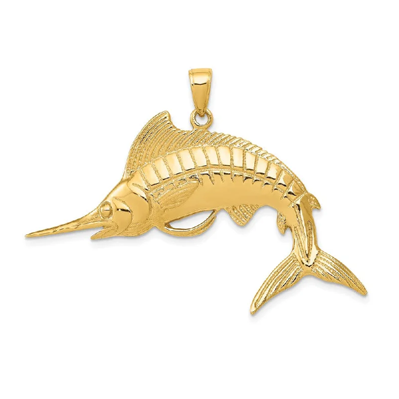 14k Yellow Gold Large Marlin Pendant