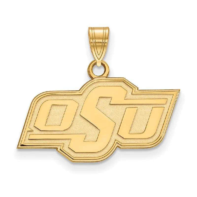 14k Yellow Gold Oklahoma State Small 'OSU' Pendant