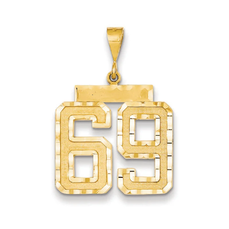 14k Yellow Gold, Varsity Collection, Large D/C Pendant Number 69