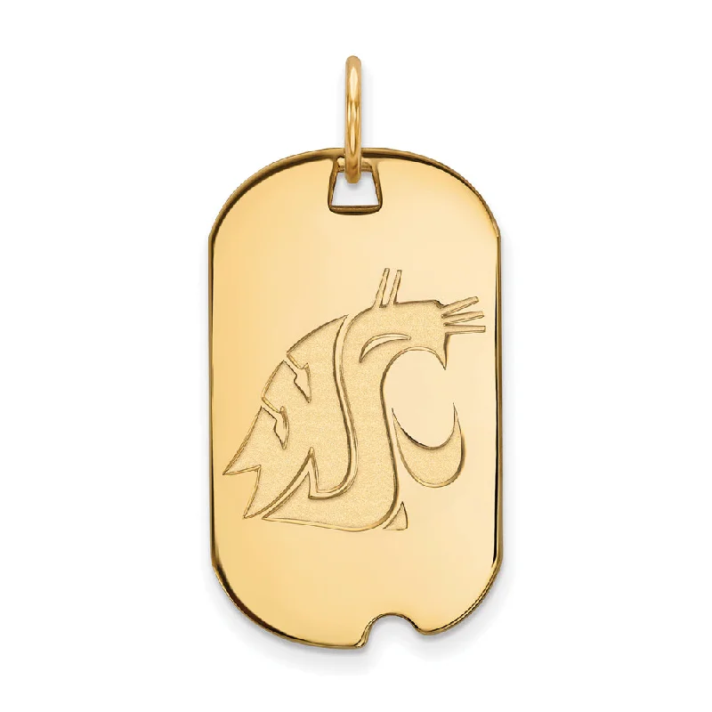 14k Yellow Gold Washington State Mascot Dog Tag Pendant