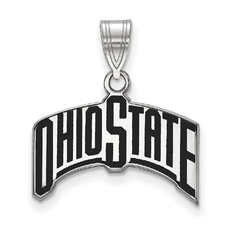 Sterling Silver Ohio State Large Enamel Pendant