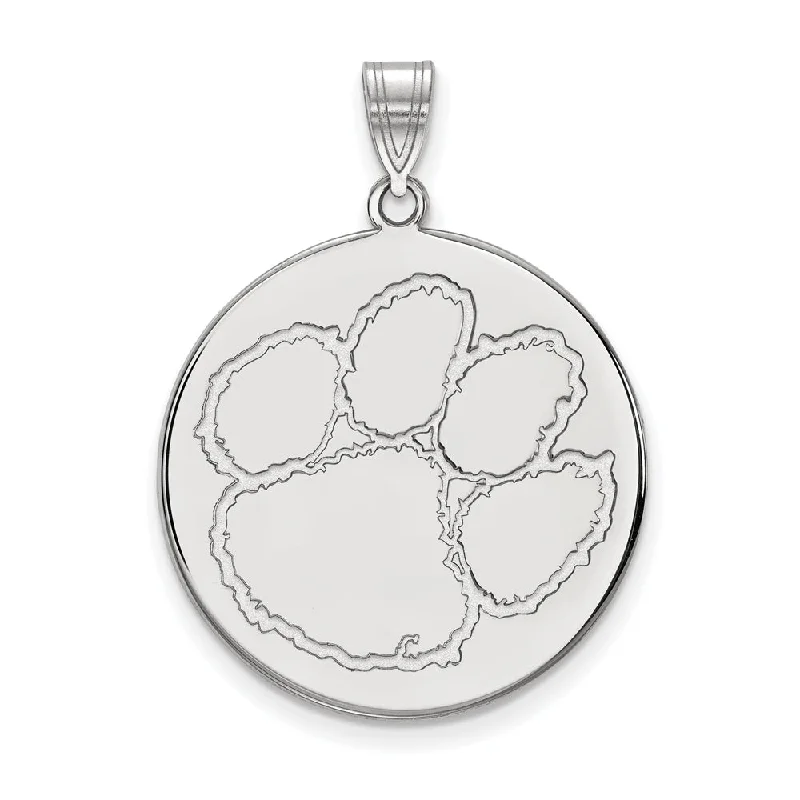 Sterling Silver Clemson U XL Disc Pendant