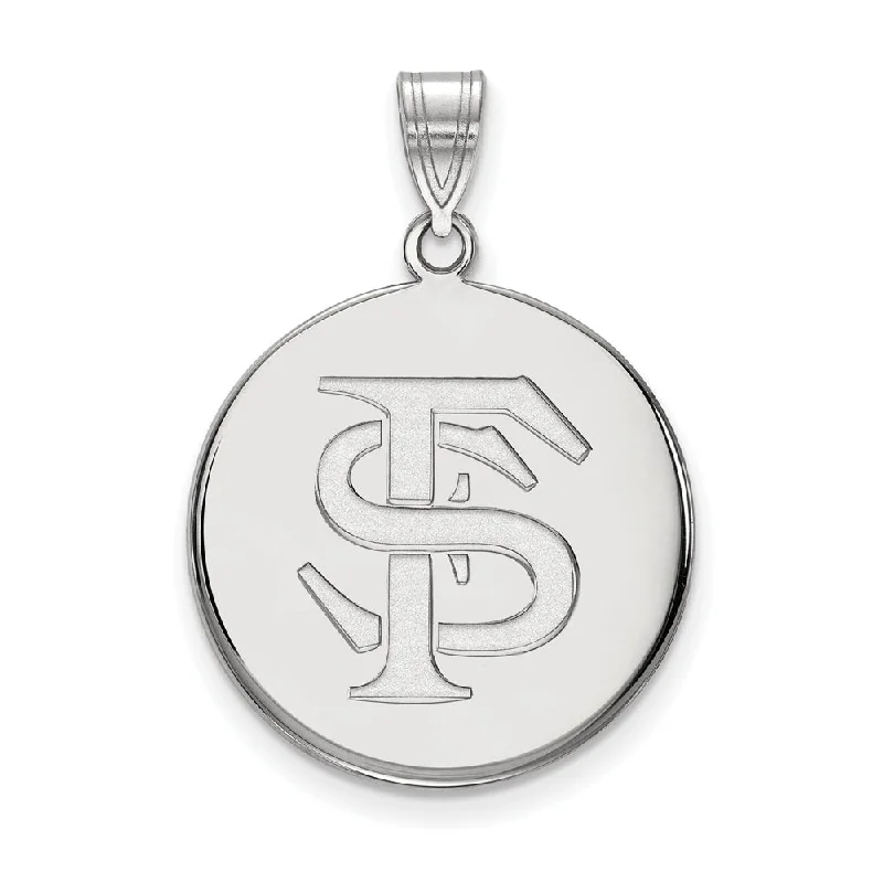 Sterling Silver Florida State Large 'FS' Disc Pendant