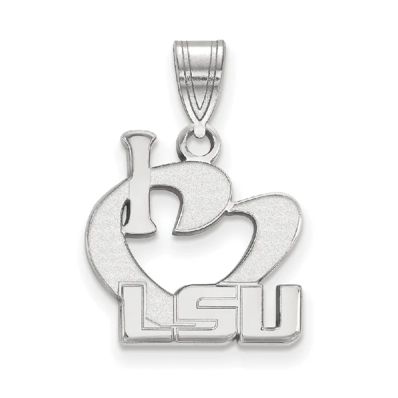 Sterling Silver Louisiana State Large I Love Logo Pendant