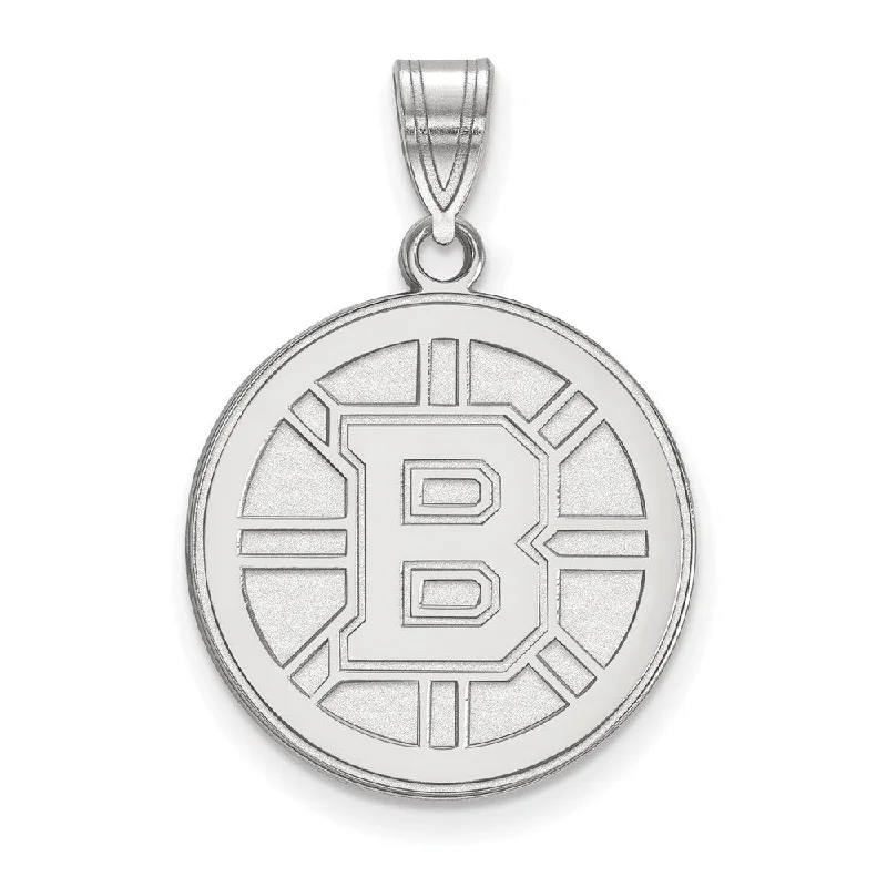 Sterling Silver NHL Boston Bruins Large Disc Pendant