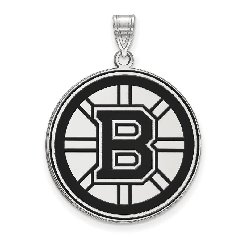 Sterling Silver NHL Boston Bruins XL Enamel Disc Pendant