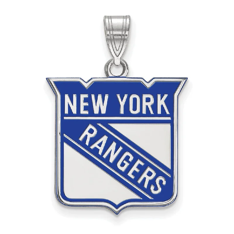 Sterling Silver NHL New York Rangers LG Enamel Pendant