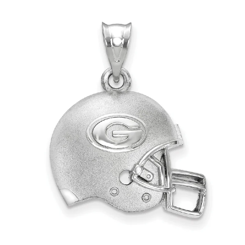 Sterling Silver U. of Georgia G 3D Football Helmet w Logo Pendant