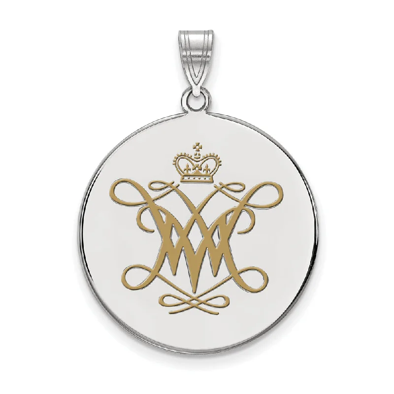 Sterling Silver William and Mary XL Enamel Disc Pendant