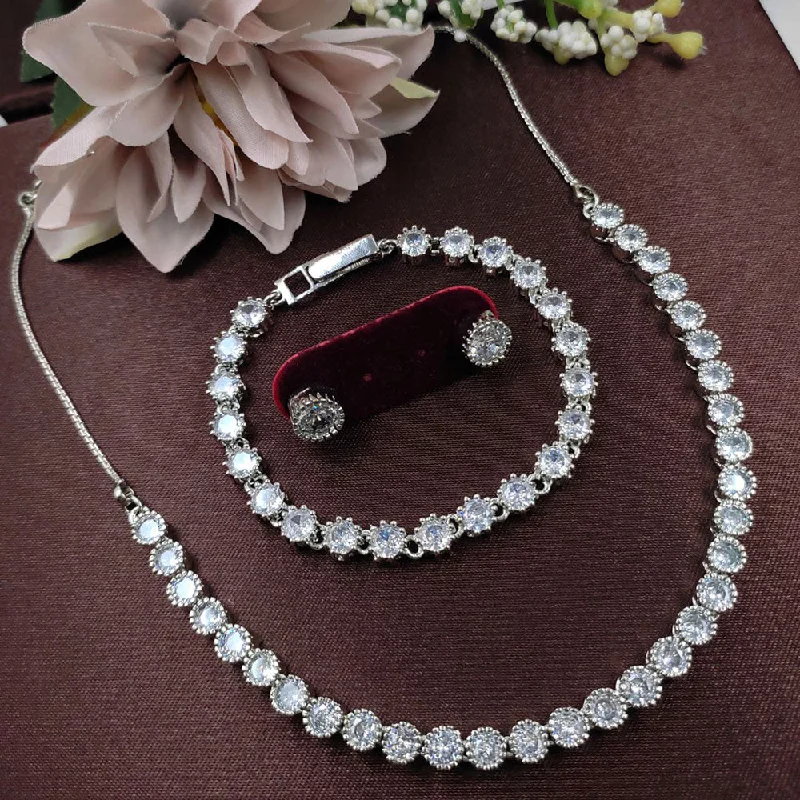 Elegant Jewelry Styles At Budget-Friendly Prices Aamrapali Silver Plated AD Combo Set