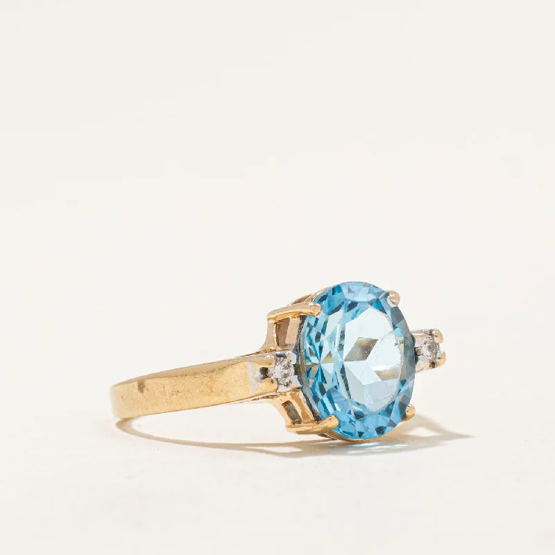 Final Call For Exquisite Jewelry At Reduced Rates Blue Topaz & Diamond Cocktail Ring | 3.00ct, 0.04ctw | SZ 7.5 |