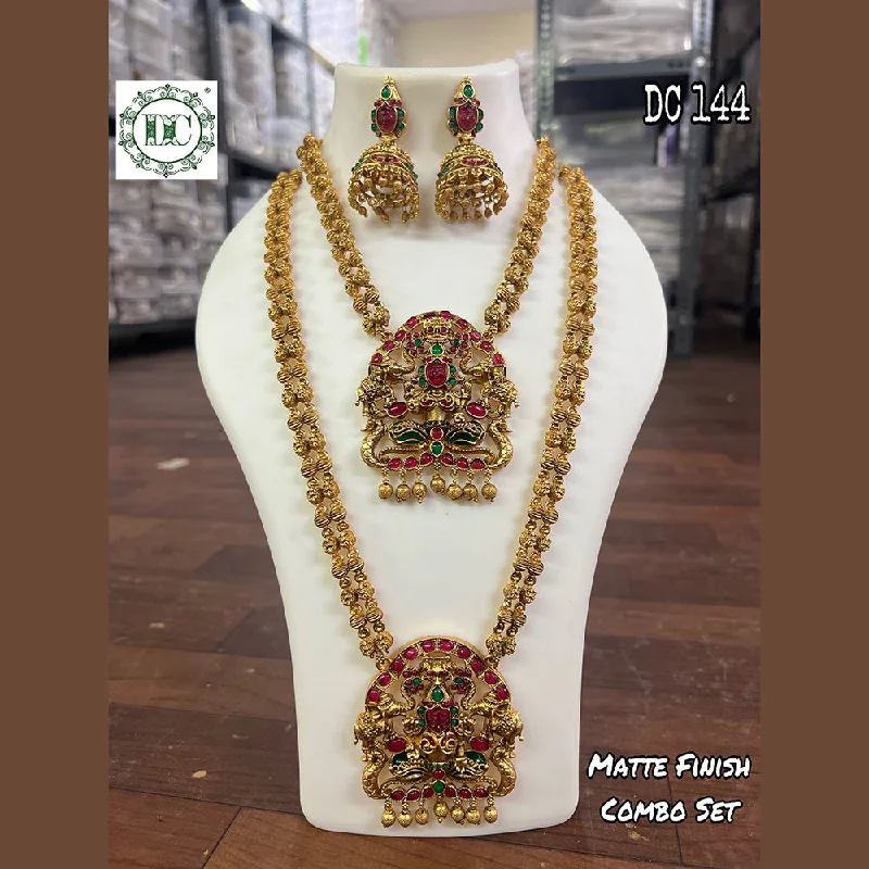 Don't Miss Out On Bestselling Jewelry At Special Prices Diksha Collection Gold Plated Temple Double Necklace Set