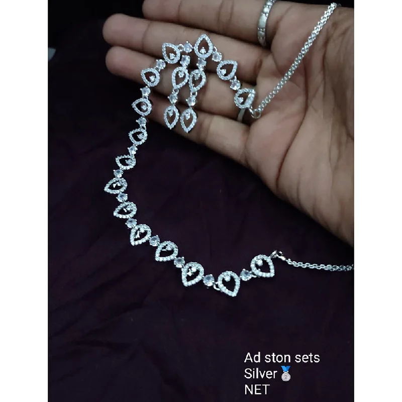 Seasonal Jewelry Clearance – Best Styles At The Lowest Prices Lucentarts Jewellery Silver Plated AD Stone Necklace Set