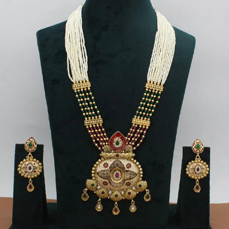 Elevate Your Outfit With Discounted Statement Jewelry Manisha Jewellery Gold Plated Long Necklace Set