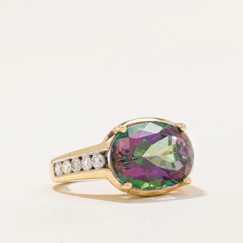 Dazzle In Elegance With Our Biggest Jewelry Sale Mystic Topaz & Diamond Cocktail Ring | 7.00ct, 0.40ctw | SZ 4 |