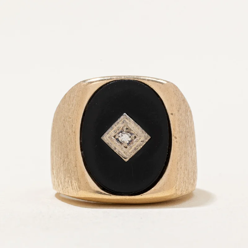 Stunning Statement Jewelry, Unbeatable Discounts Onyx & Diamond Cocktail Ring | 4.00ct, 0.02ct | SZ 4.75 |