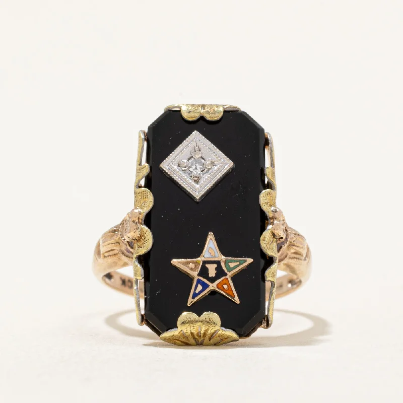 Luxury Meets Affordability – Jewelry Sale Live Now Onyx & Diamond Free Masons Ring | 4.75ct, 0.01ct | SZ 4.5 |