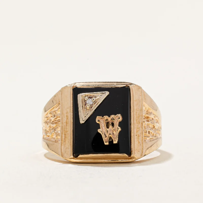 Seasonal Jewelry Clearance – Best Styles At The Lowest Prices Onyx & Diamond 'W' Signet Ring | 3.80ct, 0.01ct | SZ 8.25 |