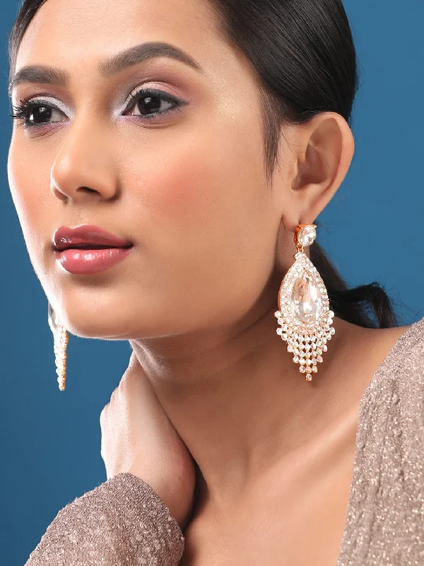 Special Sale On Handcrafted Jewelry – Shop Today Rubans 18K Gold Toned Teardrop Zircon Studded Drop Earring