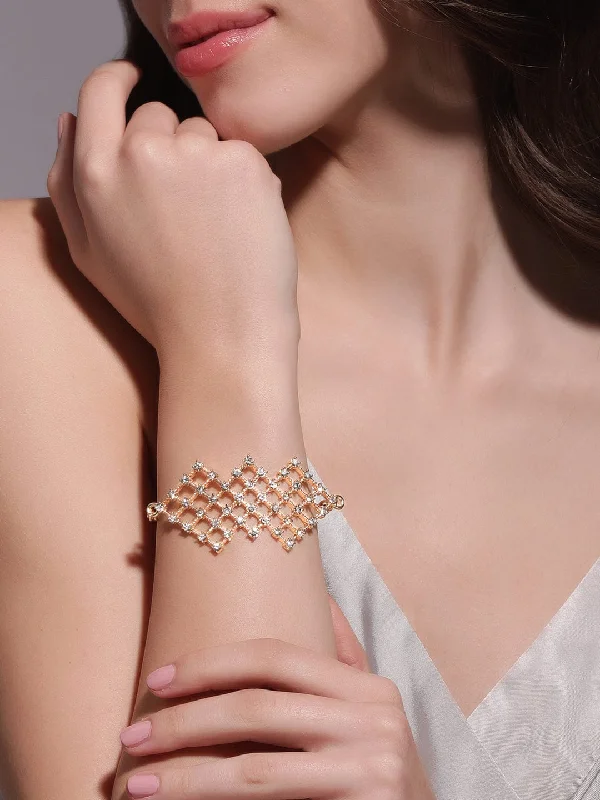 Sparkle More For Less – Jewelry Sale Happening Now Rubans 18K Rose gold plated zirconia studded contemprory bracelet