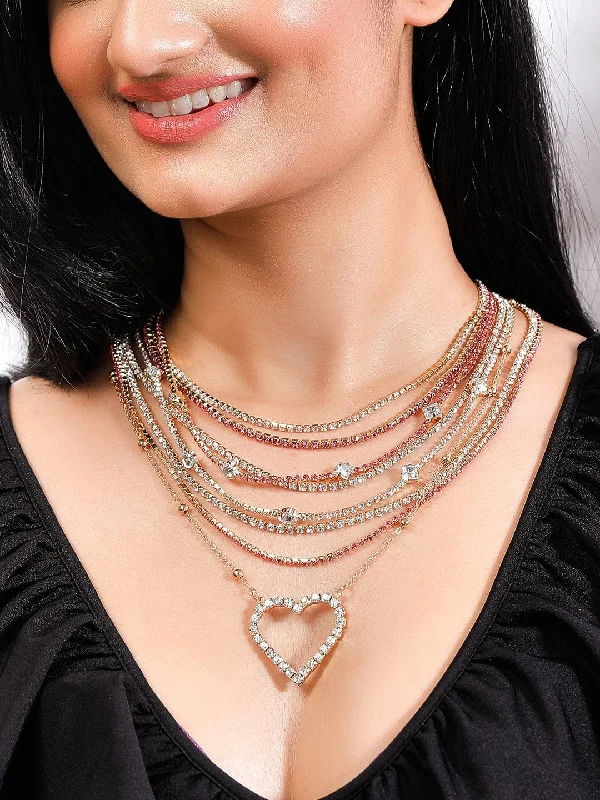 Elegant Jewelry At Unbeatable Offers – Shop Before It's Gone Rubans Voguish Gold Plated Zircon Studded Layered Necklace