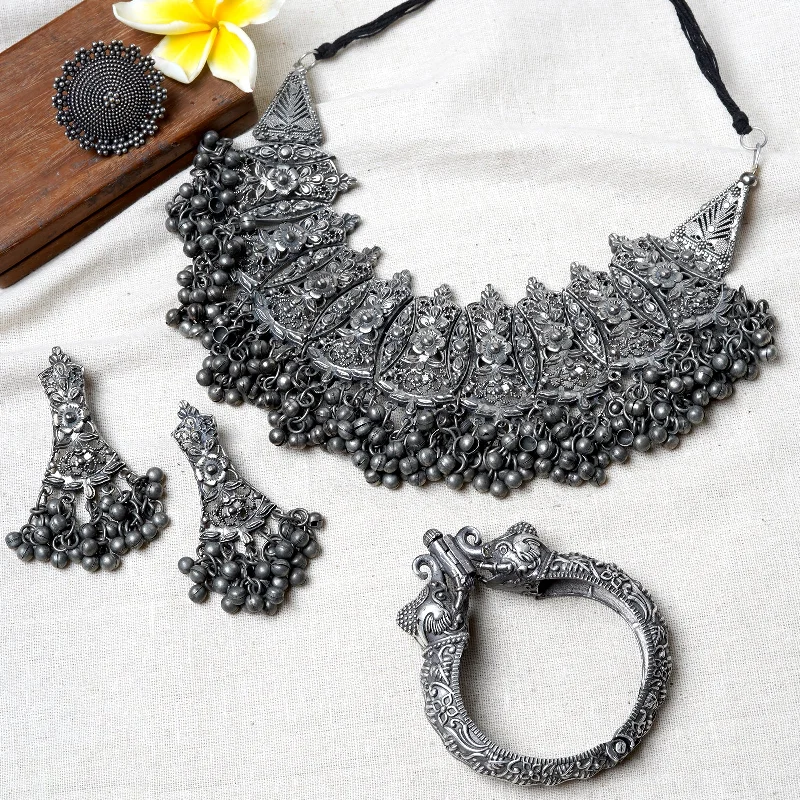 Seasonal Jewelry Sale – Upgrade Your Style Today Teejh Anushri Silver Oxidised Jewelry Gift Set