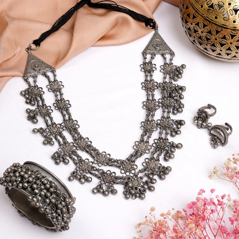 Limited-Time Jewelry Sale – Don't Miss These Deals Teejh Divitha Silve Oxidised Jewelry Gift Set