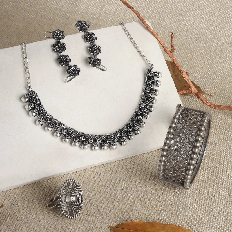 Elegant Jewelry At Unbeatable Offers – Shop Before It's Gone Teejh Nagarjunakonda Oxidised Silver Jewellery Gift Set