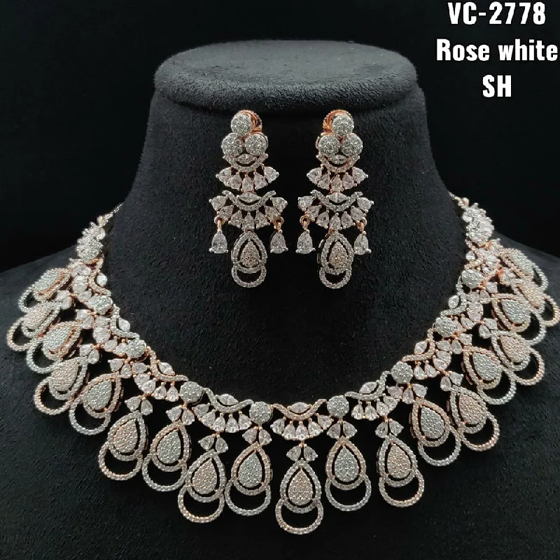 Jewelry Sale – Exclusive Styles At Lower Prices Vivah Creations Rose Gold Plated AD Stone Necklace Set