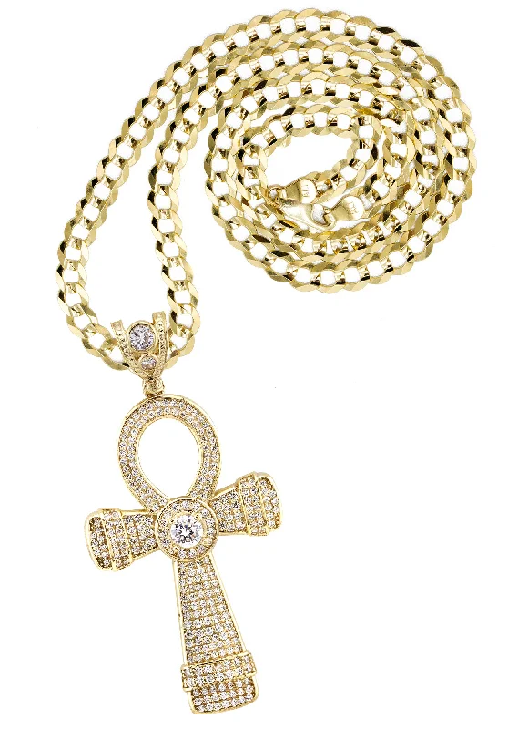 10K Yellow Gold Ankh Necklace | Small 10 Grams - Large 28 Grams