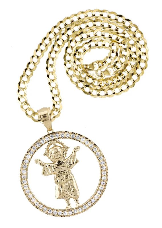 10K Yellow Gold Baby Jesus Necklace | Small 12 Grams - Large 19 Grams