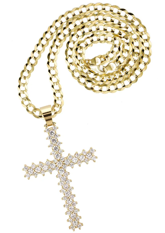 10K Yellow Gold Cross Necklace | Small 10 Grams - Large 28 Grams