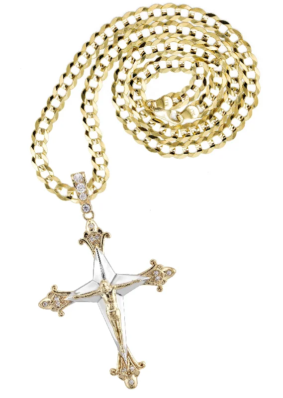 10K Yellow Gold Cross Necklace | Small 7 Grams - Large 30 Grams