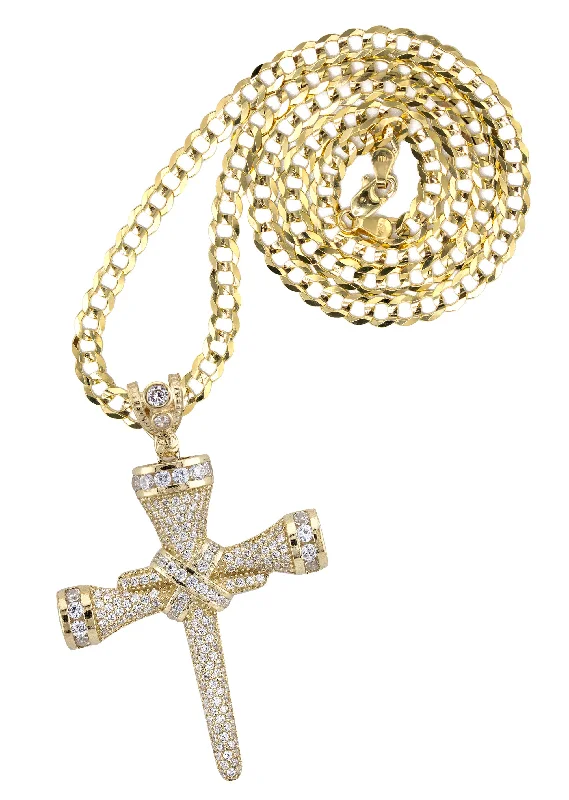 10K Yellow Gold Cross Necklace | Small 15 Grams - Large 21 Grams