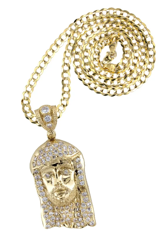 10K Yellow Gold Jesus Head Necklace | Small 12 Grams - Large 27 Grams