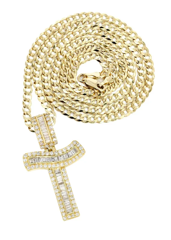 14K Yellow Gold Letter "T" Baguette Diamond Necklace | 1.85 Carats