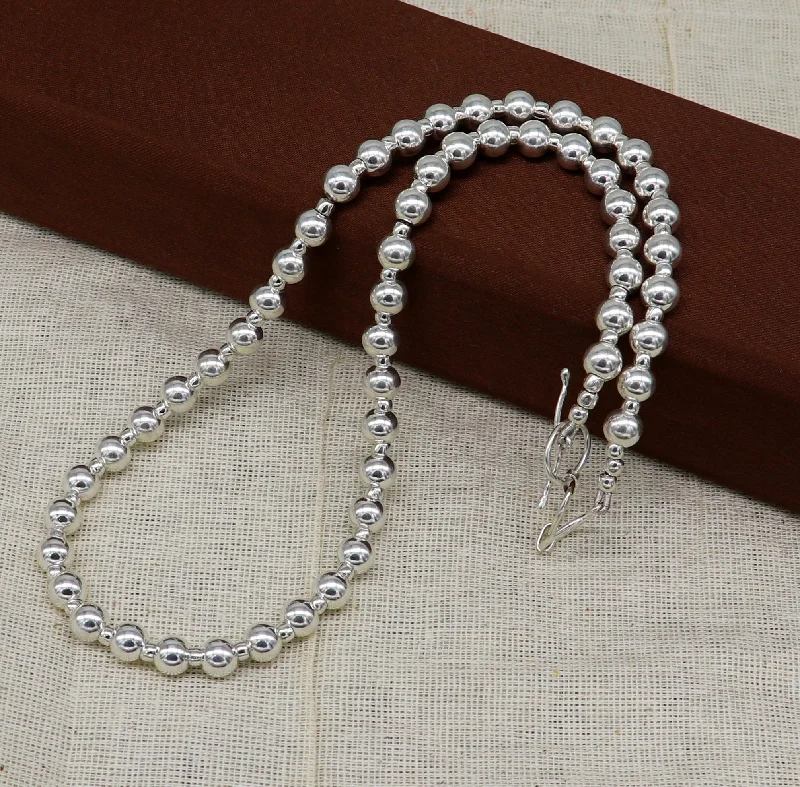 925 sterling silver fabulous plain shiny beaded necklace, modern trendy stylish fancy wedding brides jewelry, best choker necklace nec137